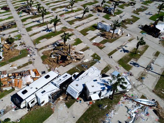 Aerial photography of areas in the path of Hurricane Harvey shows property damage caused by the storm.