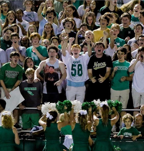 The Newman student section during the Homecoming game on Friday night. 