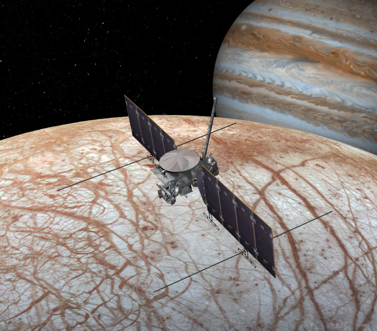 An artists rendering of the Europa Clipper.